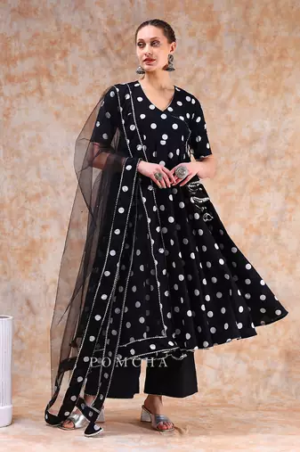 Dil kash polka dot angrakha set