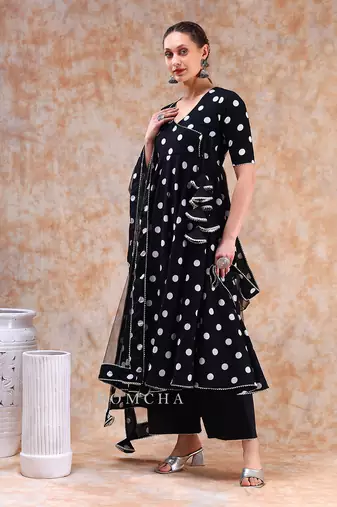 Dil kash polka dot angrakha set