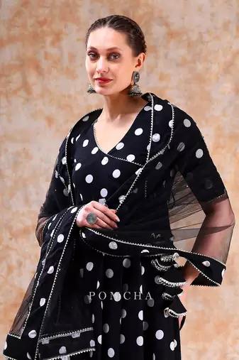 Dil kash polka dot angrakha set
