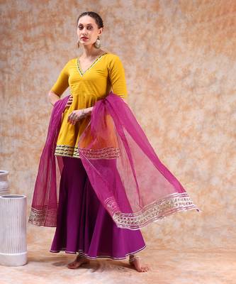 Dil kash yellow purple sharara set 1