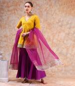 Dil kash yellow purple sharara set