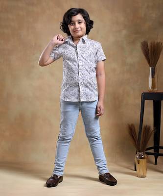 Bachpan moksha grey cotton hand block half sleeve 2