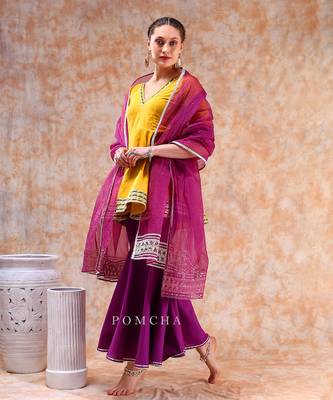 Dil kash yellow purple sharara set 2