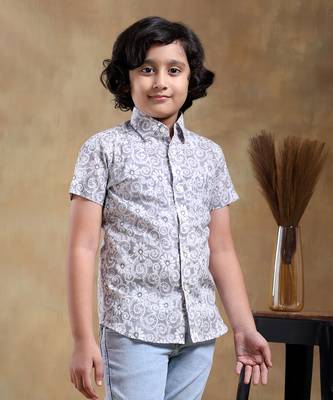 Bachpan moksha grey cotton hand block half sleeve 1