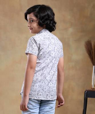 Bachpan moksha grey cotton hand block half sleeve 4