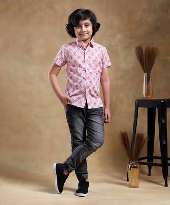 Bachpan gulabi phool cotton hand block shirt 2