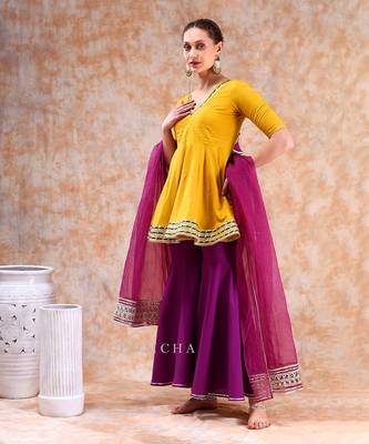 Dil kash yellow purple sharara set 4