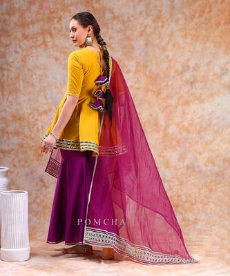 Dil kash yellow purple sharara set 5