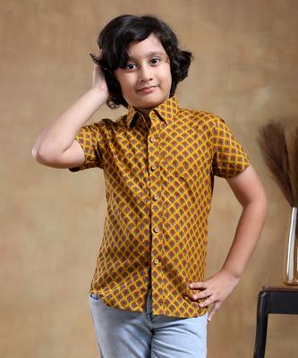 Bachpan darpan mustard cotton hand block shirt 2