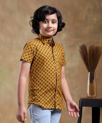 Bachpan darpan mustard cotton hand block shirt 3