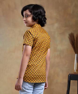 Bachpan darpan mustard cotton hand block shirt 4