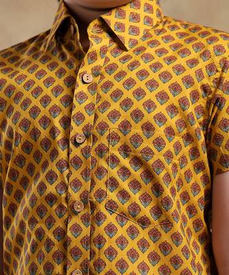 Bachpan darpan mustard cotton hand block shirt 5