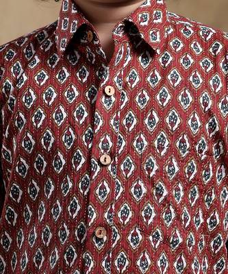 Bachpan dahleez maroon cotton hand block shirt 5