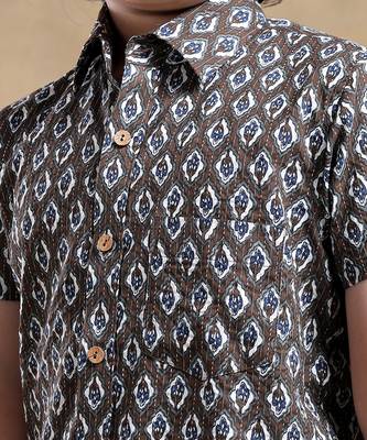 Bachpan dahleez brown cotton hand block shirt 5