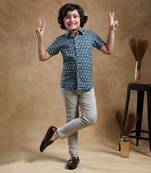 Bachpan dahleez blue cotton hand block shirt