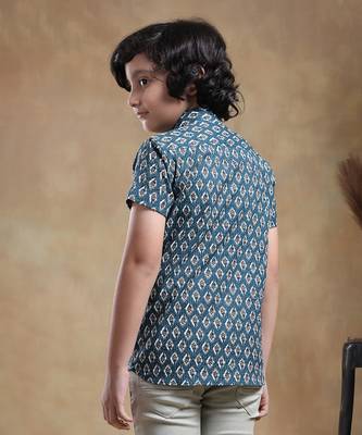 Bachpan dahleez blue cotton hand block shirt 4