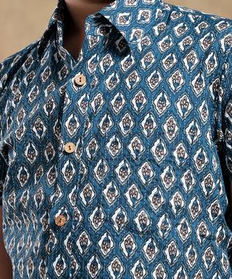 Bachpan dahleez blue cotton hand block shirt 5