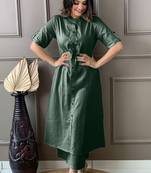 Bottle green katha cotton kurta and palazzo set
