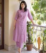 Baby pink katha cotton kurta and palazzo set