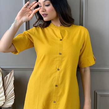 Yellow katha cotton kurta and palazzo set 6