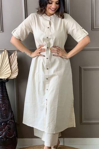 White katha cotton kurta and palazzo set