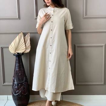 White katha cotton kurta and palazzo set 3