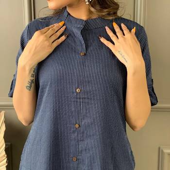 Blue katha cotton kurta and palazzo set 3