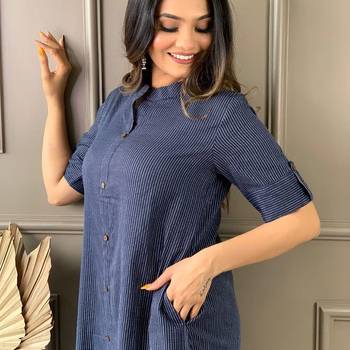 Blue katha cotton kurta and palazzo set 6
