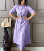 Purple katha cotton kurta and palazzo set
