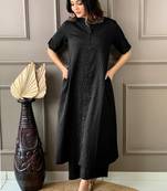 Black katha cotton kurta and palazzo set