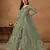 Green embroidered net semi stitched anarkali suit