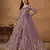 Purple embroidered net semi stitched anarkali suit