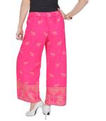 Pink Jaipuri Gold Print Cotton Palazzo