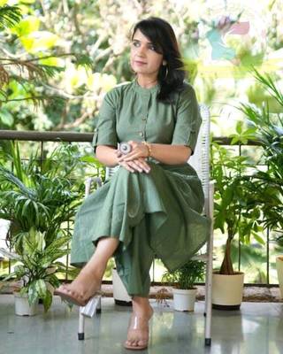 Green katha cotton kurta and palazzo set 2