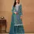 Teal embroidered faux georgette semi stitched salwar suit
