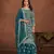 Teal embroidered faux georgette semi stitched salwar suit