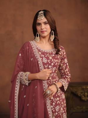Brown embroidered faux georgette salwar suit 3