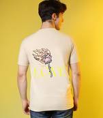 Campus sutra men's pale yellow printed oversized basic t-shirt