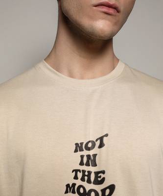 Campus sutra men's pale yellow printed oversized basic t-shirt 5