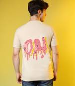 Campus sutra men's pale yellow printed oversized basic t-shirt