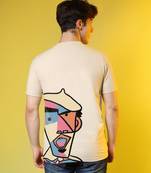 Campus sutra men's pale yellow printed oversized basic t-shirt
