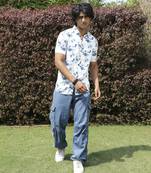 Men's blue & white botanical strokes shirt