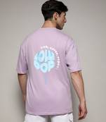 Campus sutra men's pastel lilac printed oversized basic t-shirt