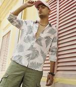 Men's light pink & dark grey contrast fern shirt