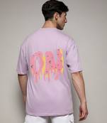 Campus sutra men's pastel lilac printed oversized basic t-shirt