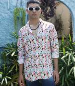 Men's blue & pink leaf strokes shirt