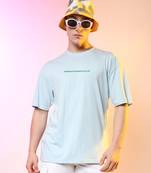 Campus sutra men's powder blue printed oversized basic t-shirt