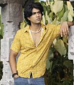 Men's mustard yellow minimal aztec shirt