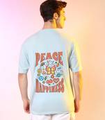 Campus sutra men's powder blue printed oversized basic t-shirt