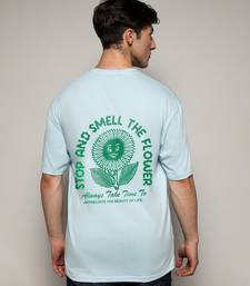 Campus sutra men's powder blue printed oversized basic t-shirt